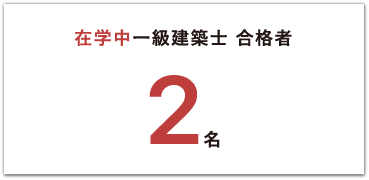 在学中一級建築士 合格者 2名